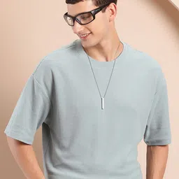 Mast & Harbour Drop-Shoulder Sleeves Textured T-shirt-image-45