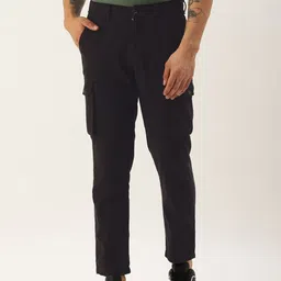 IVOC Men Solid Regular Fit Cargos Trousers-picture-12