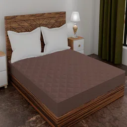 AVI Brown Solid Double Size Waterproof Mattress Protector-image-86