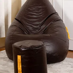 THREADVIBE LIVING Brown Tear Drop Bean Bag With Footrest-image-50