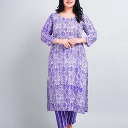 NAVGYA Geometric Printed Pure Cotton Kurta With Trousers-picture-13