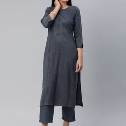 KALINI Women Self Design Pure Cotton Kurta With Trousers-picture-27