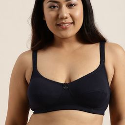 Sztori Plus Size Navy Blue Solid Non-Wired Non Padded Everyday Bra SZ-BRA-709E-13