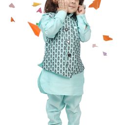 Aj DEZInES Boys Turquoise Blue Printed Kurta with Pyjamas-40