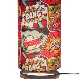 green girgit Multicoloured Big Bang Printed Column Table Lamp With Shade image 4