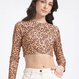 glitchez Statement Cheetah Print Fitted Crop Top image 5
