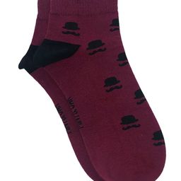 Mint & Oak Men Maroon & Black Patterned Ankle-Length Socks-picture-12