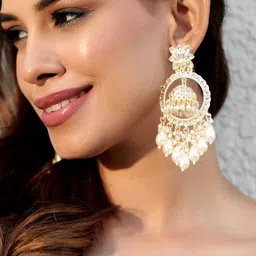 Rubans 22K Gold Plated Kundan Circular Chandbali-image-24