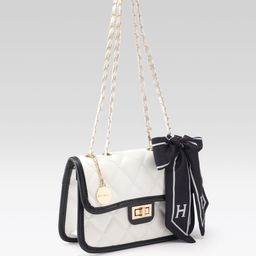 Mast & Harbour Quilted Structured Shoulder Bag With Bow image 4