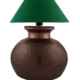 Homesake Copper-Toned & Green Textured Hammered Pitcher Handcrafted Table Lamp with Shade image 5