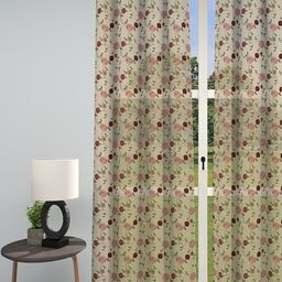 GM Indulgence Beige & Pink Embroidered Sheer Door Curtain-41