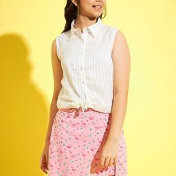 StyleStone Girls White & Pink Shirt with Shorts-image-67