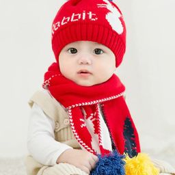 SYGA Kids Self Design Cotton Beanie & Scarf-52