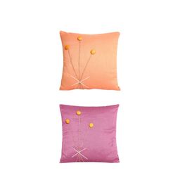 Alina decor Peach-Coloured Set of 2 Solid Square Cushion Covers image 4
