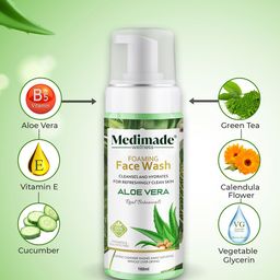 Medimade Unisex Aloe Vera Foaming Face Wash - 160 ml image 2