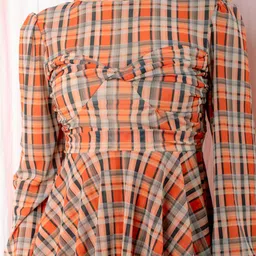 Stylecast X Hersheinbox Checked Layered A-Line Dress image 5