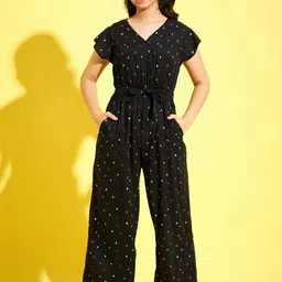 StyleStone Girls Printed V-Neck Cotton Basic Jumpsuit-image-53