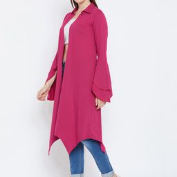 Hypernation Magenta Solid Open Front Longline Shrug image 5