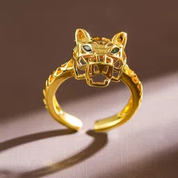 Rubans 18K Gold Plated Openable Adjustable Panther Motif Statement Ring image 4
