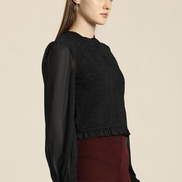 her by invictus Puff Sleeves Smocked Top-image-55