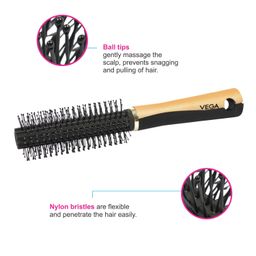 VEGA Round Hair Brush for Adding Curls & Volume To All Hair Types E12-RB image 2