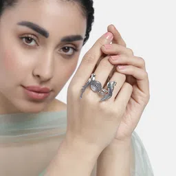 LAIDA Silver-Plated Oxidised Adjustable Finger Ring-image-27