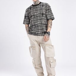 glitchez Cool Edge Abstract Self Design Oversized T-shirt image 2