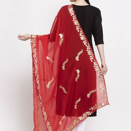 Clora Creation Red Woven Design Dupatta image 3