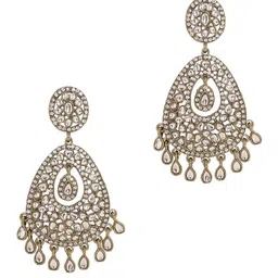Priyaasi Gold-Plated Kundan-Studded Drop Earrings image 2