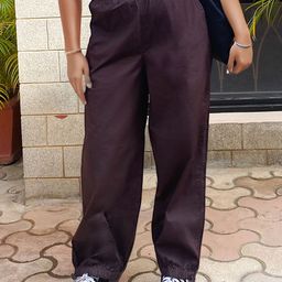 IZF Women Oversized High Rise Cotton Parachute Trousers-image-44