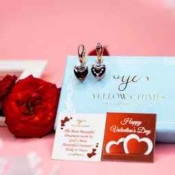 Yellow Chimes Rose Gold-Plated Heart Shaped Drop Earrings-image-23