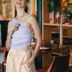 MANGO Women Cream-Coloured Solid Pure Cotton Shorts-3