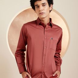 DENNISON Smart Solid Opaque Pure Cotton Satin Shirt-image-45