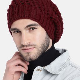 Magic Needles Men Maroon Handmade Knitted Beanie-image-55