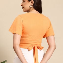 Mast & Harbour Flutter Sleeves Tie-Up Wrap Crop Top image 2