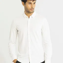 Snitch White Classic Slim Fit Cotton Casual Shirt-picture-40
