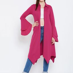Hypernation Magenta Solid Open Front Longline Shrug image 3