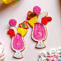 Sangria Beaded Quirky Icecream Studs Earrings-image-54