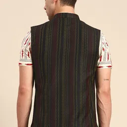 Anouk Men Black Woven Design Nehru Jacket image 4