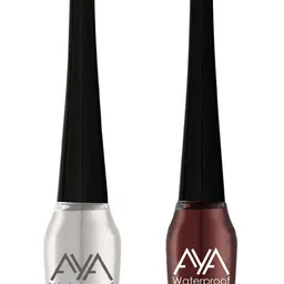 AYA Set of 2 Brown & Silver Waterproof Liquid Eyeliner - 5ml Each image 2