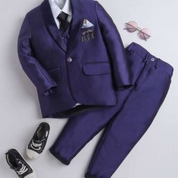 DKGF FASHION Boys Purple Regular Fit 5-piece Suit-image-11