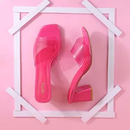 Metro Striped Open Toe Block Heels-9
