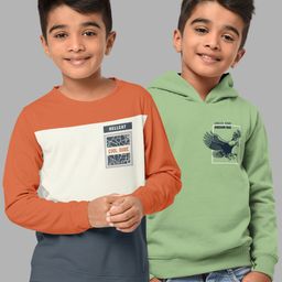 HELLCAT Boys Green Printed Hooded Sweatshirt-image-103