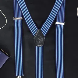 PELUCHE Men Blue & Black Flemish Stripes Suspenders-image-62