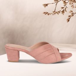 Bella Toes Women Pink Solid Suede Block Heels-15