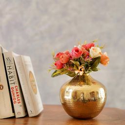 BEHOMA Bronze Hammered Metal Bud Flower Vase-image-20