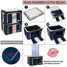 BlushBees Set Of 2 Navy Blue & White Printed Multi-Utility Wardrobe Organisers image 4