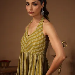 anayna Ethnic Motifs Printed Smocked Fit & Flare Midi Dress-picture-14