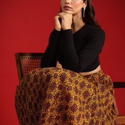 Anayna Women Floral Printed Pleated Flared Maxi Skirt-picture-40
