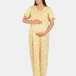 Mylo Floral Printed Pure Cotton Maternity Nightdress-15